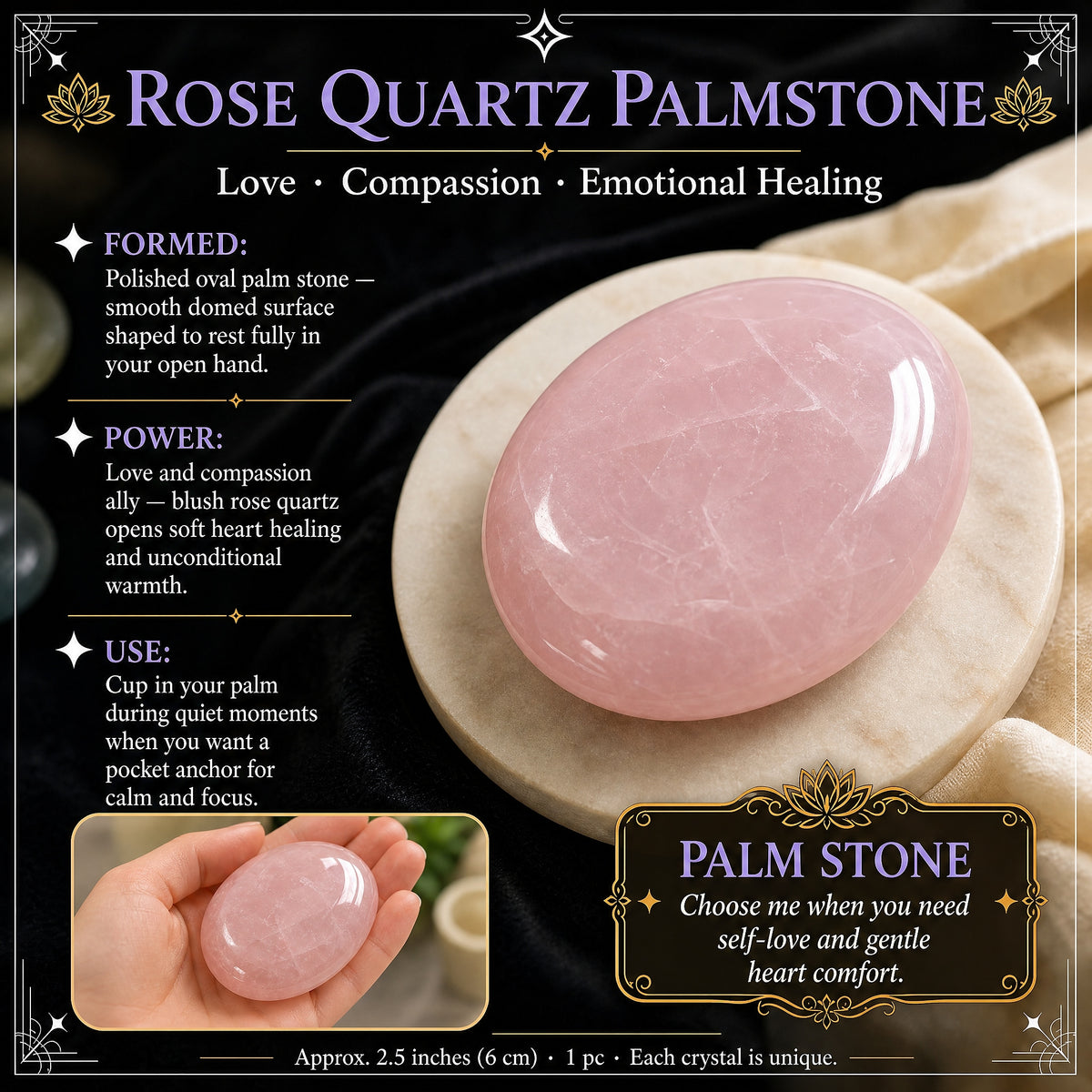 Pierre de palme quartz rose