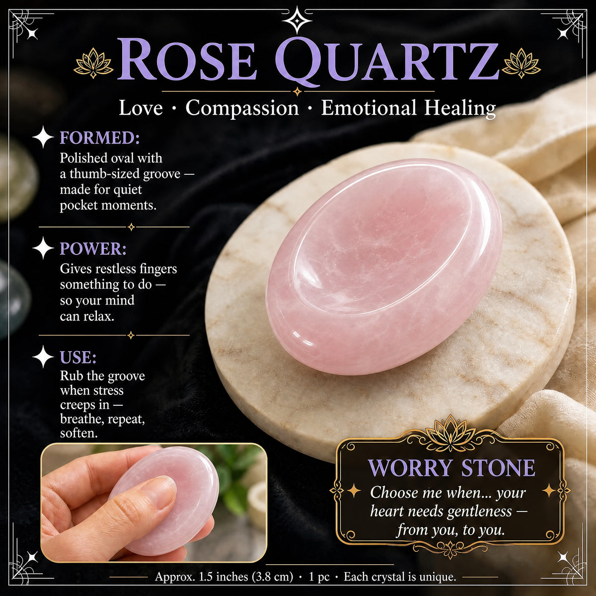 Rose Quartz Worry Stone