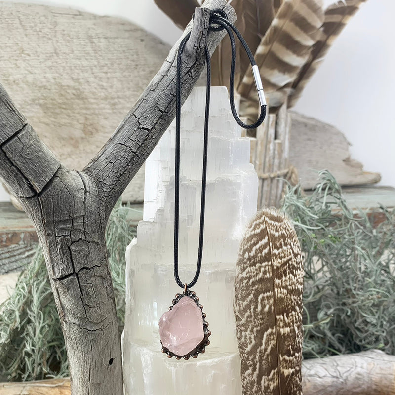 Pendentif soudé doux en quartz rose