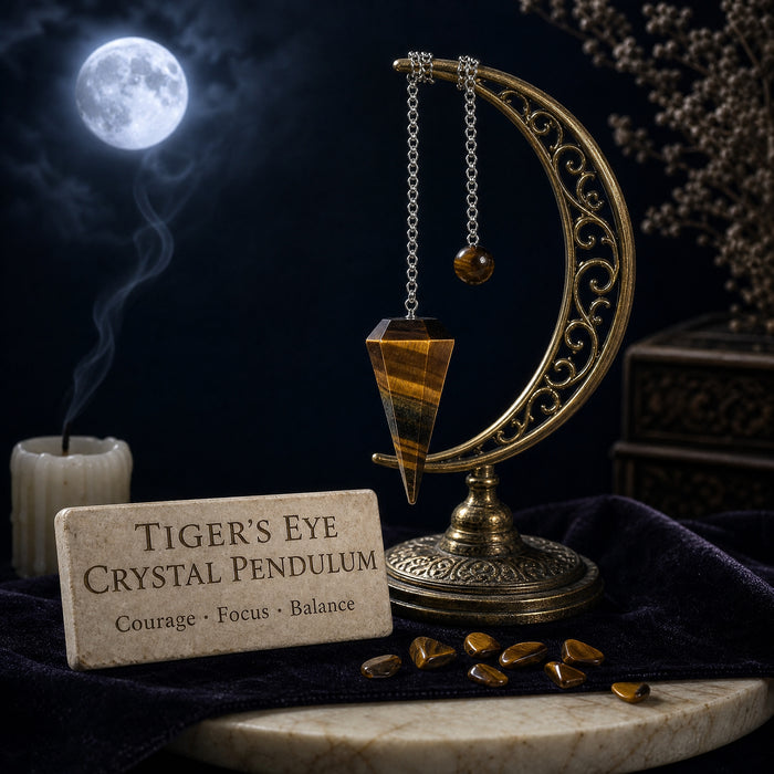 Golden-brown banded tiger’s eye crystal pendulum