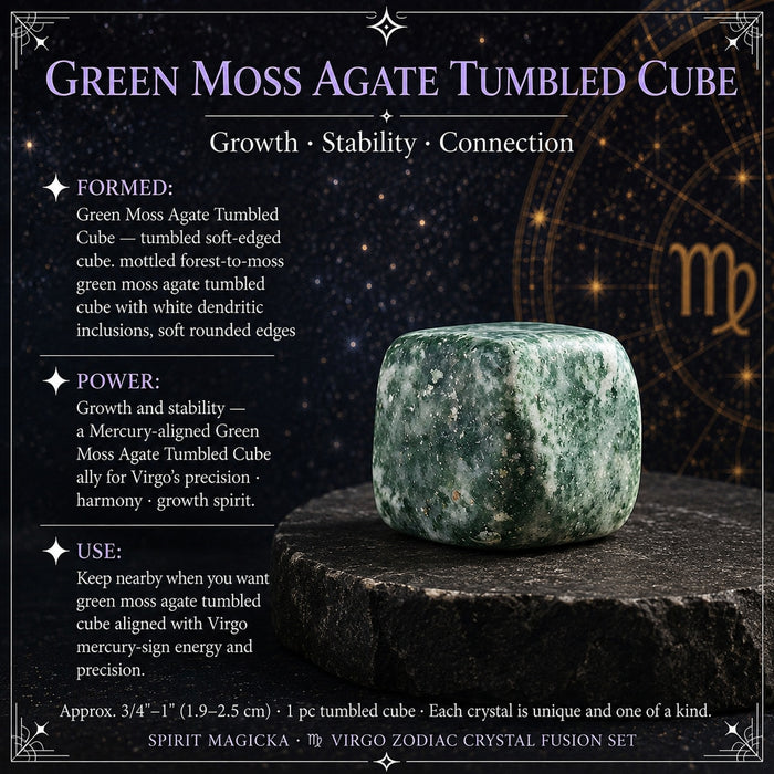 Tumbled cube with softly rounded edges, mottled forest green and white