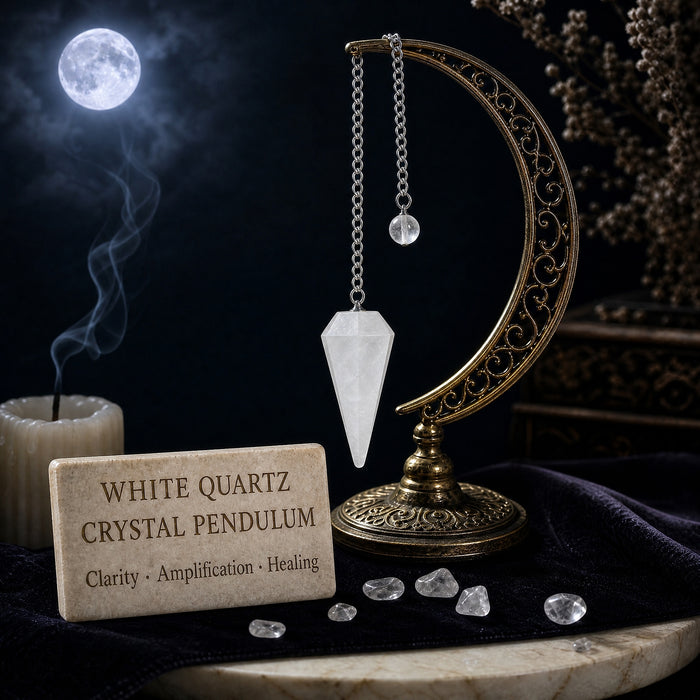 Milky white quartz crystal pendulum