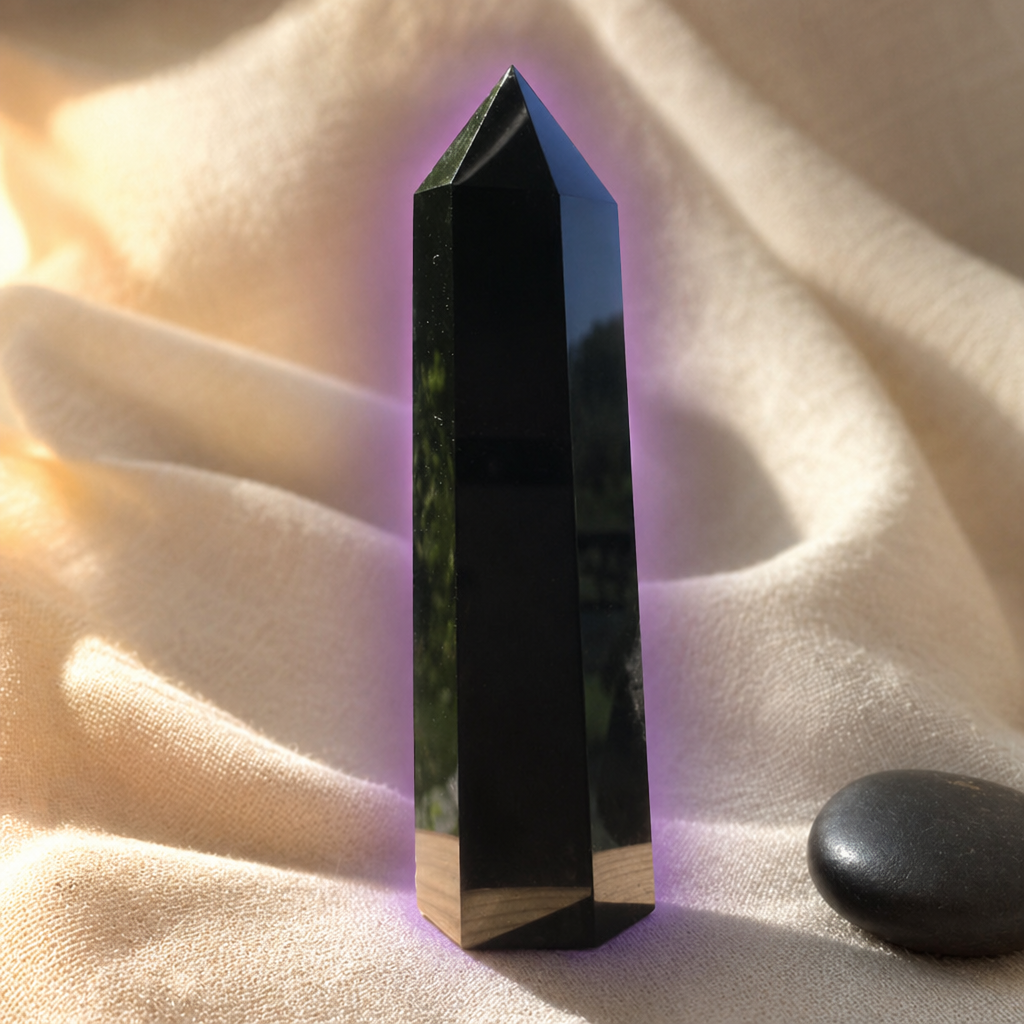 Black Obsidian point close-up