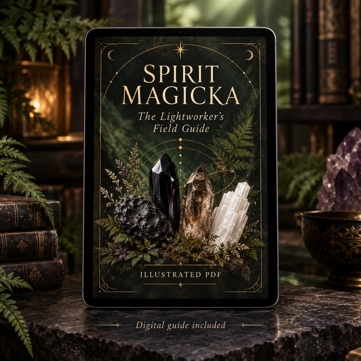 Illustrated Lightworker’s Field Guide PDF cover presented on a tablet.
